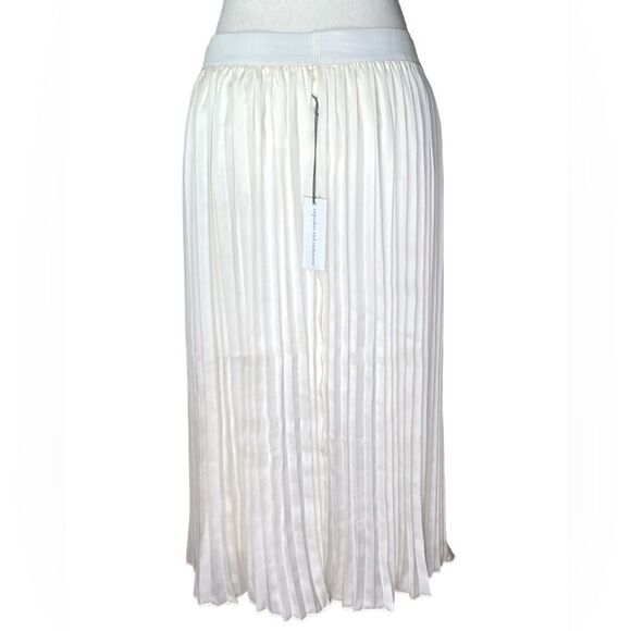 CUPCAKES AND CASHMERE Wm’s Sz XL Ivory Satin Pleated Lined Midi Skirt - Picture 3 of 4